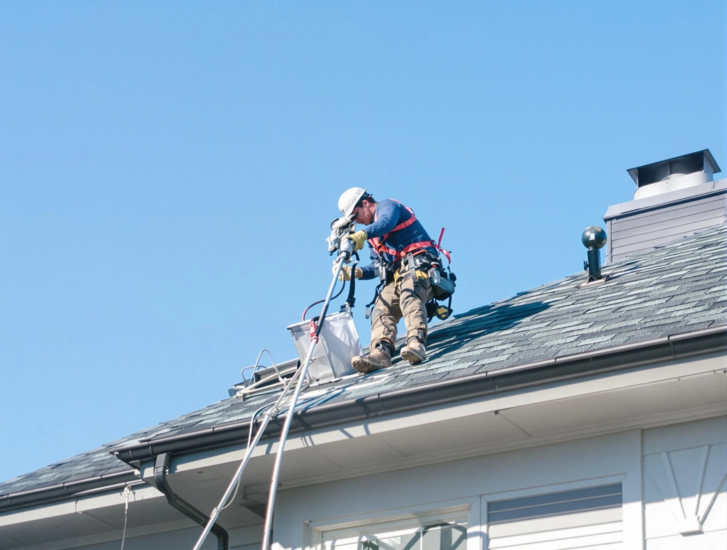 Washington Terrace Dryer Vent Cleaning certified technician cleaning a roof-mounted dryer vent system in Washington Terrace