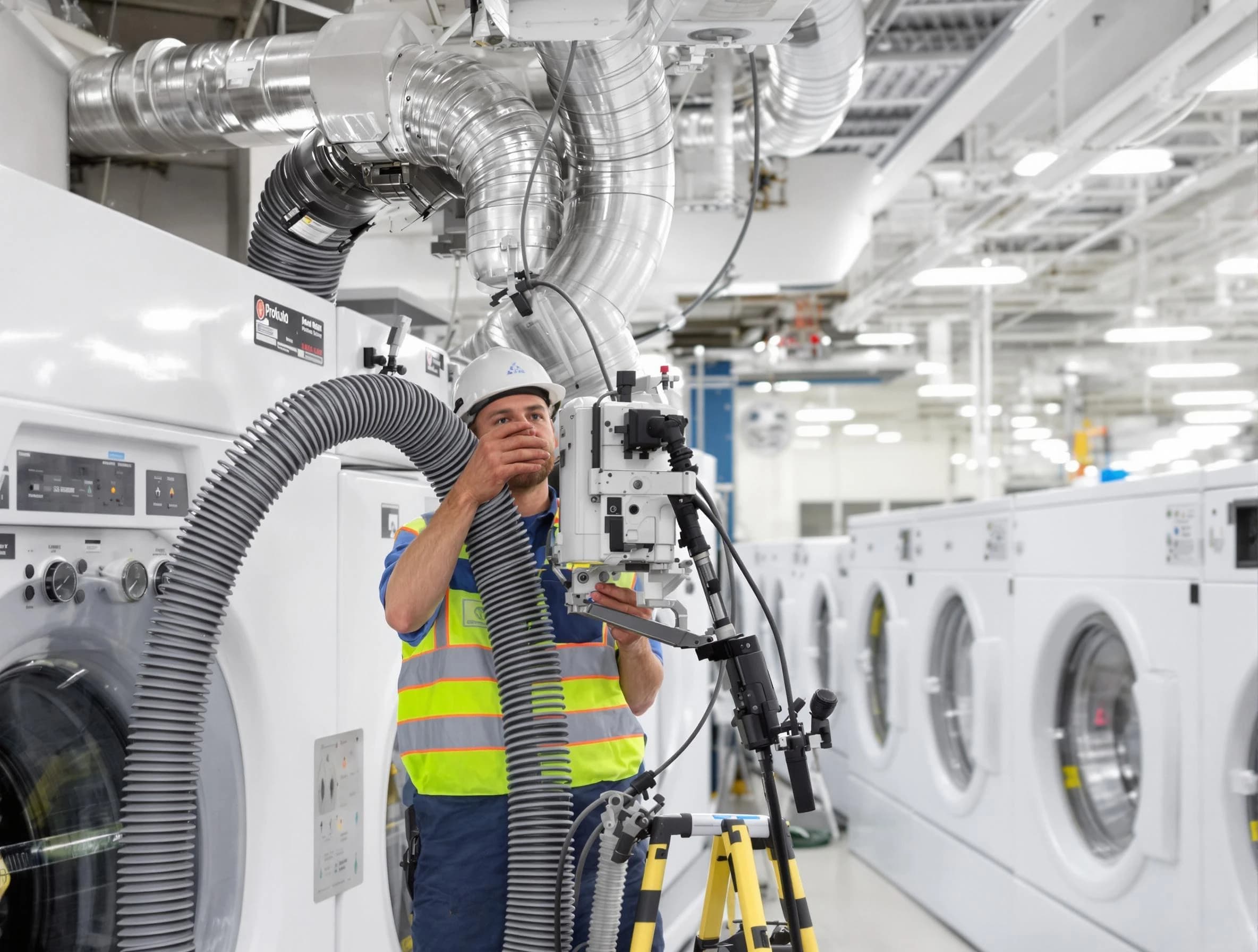 Washington Terrace Dryer Vent Cleaning team performing commercial-grade dryer vent cleaning at a business facility in Washington Terrace