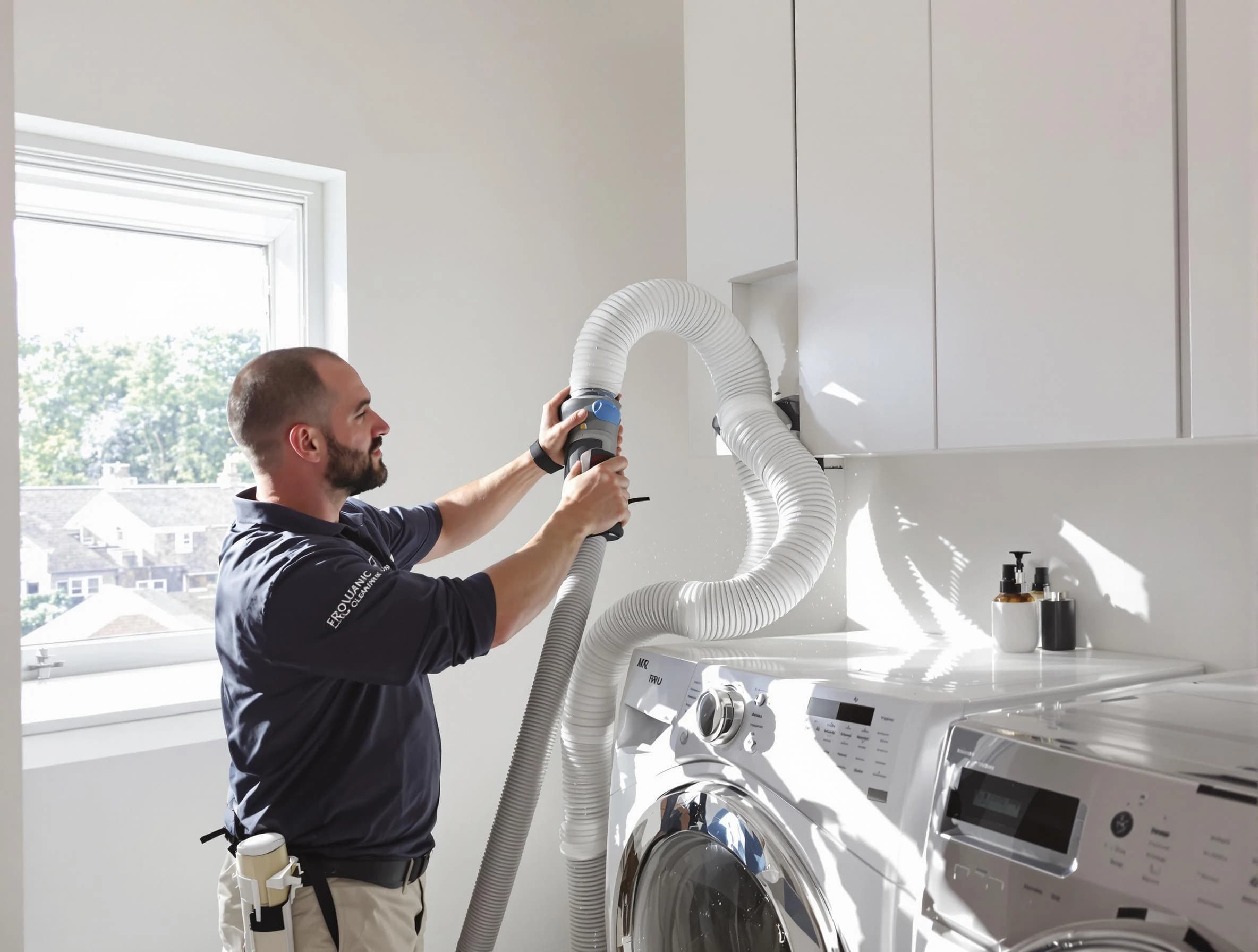 Certified Washington Terrace Dryer Vent Cleaning technician performing dryer vent cleaning in Washington Terrace